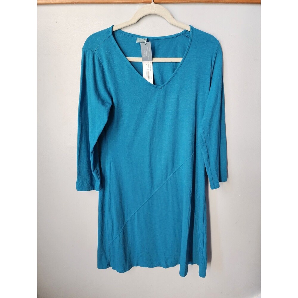 BLUE CANOE Organic Eco-Concious Fashion Teal  "Slub Panel" Dress NWT Women Small